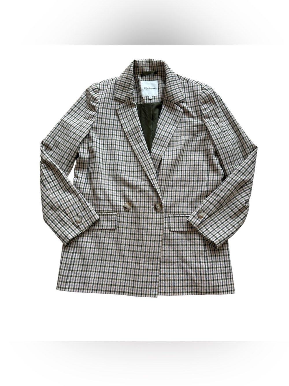 Madewell Dorset Blazer S Albemarle Plaid Neutral Preppy Academia Work Taupe Coat - Picture 4 of 16